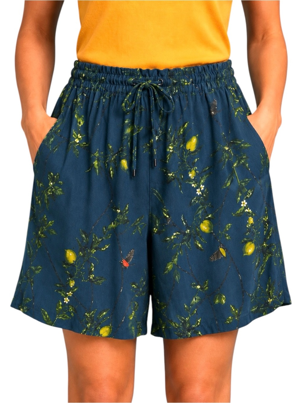 ANTHROPOLOGIE Lemon Bird High Waist Bermuda Shorts Medium